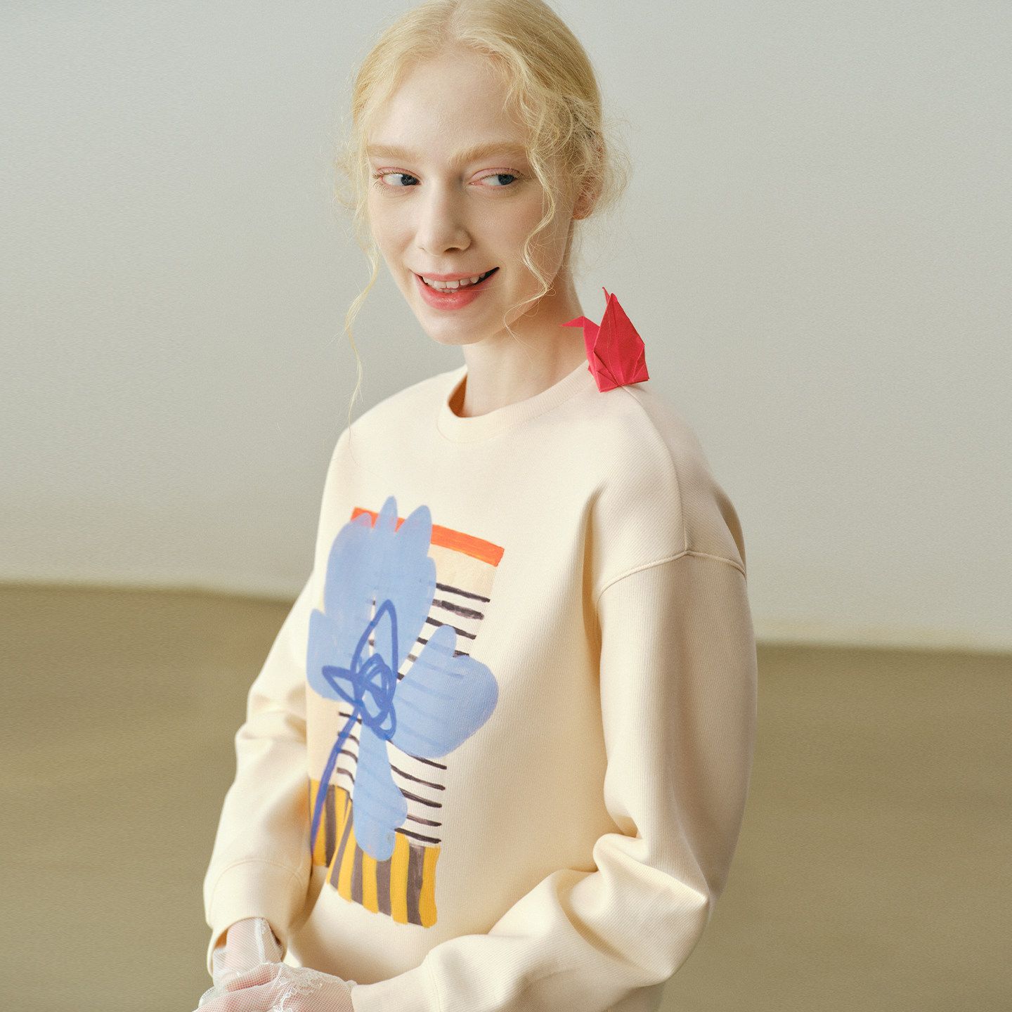 艺之卉新自然主义原创印花卫衣柔润系套头上衣2026春新款