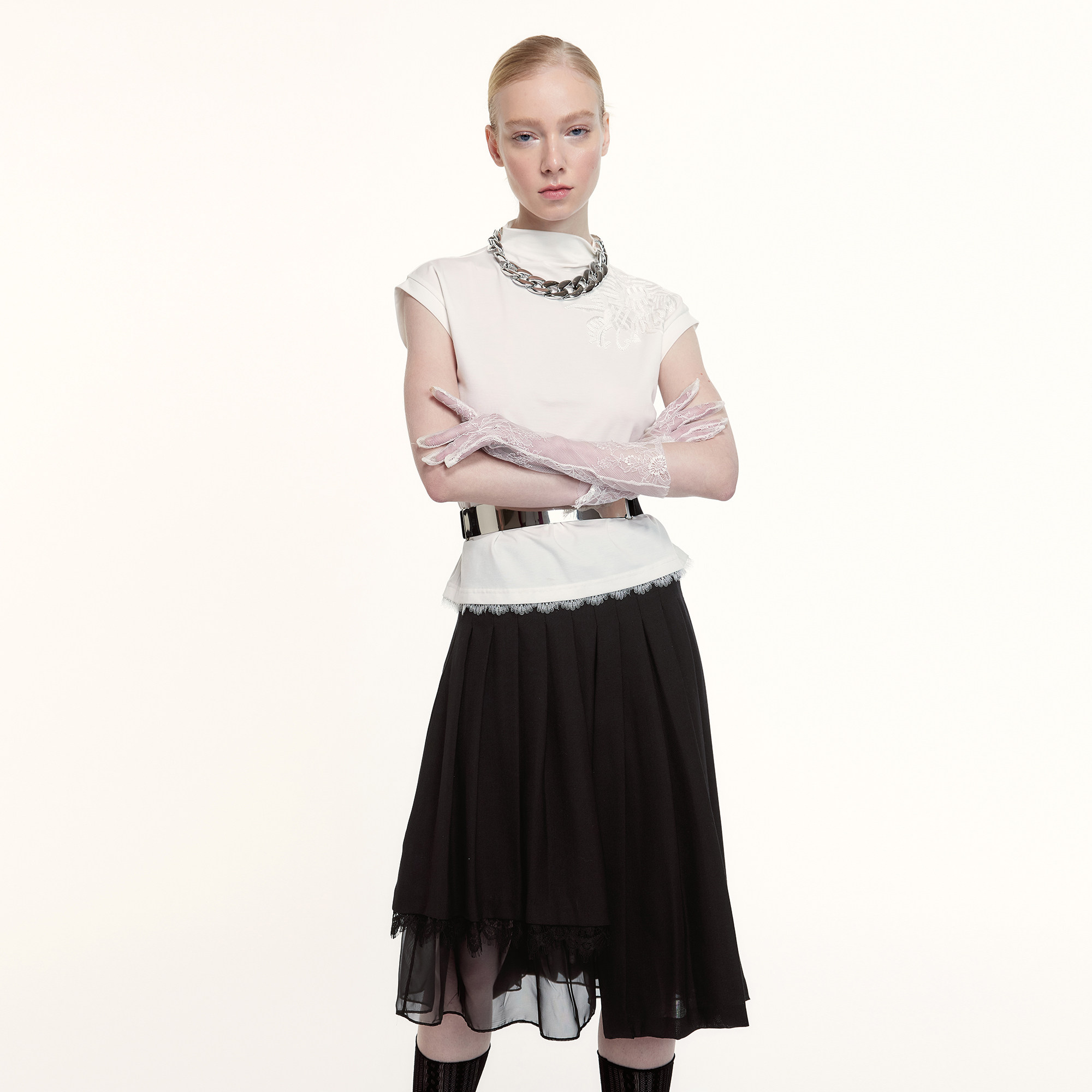 Eachway艺之卉25春蕾丝薄纱半裙