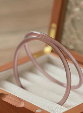 粉色紫色灰色4mm线镯玛瑙镯子玉髓细条手镯女士