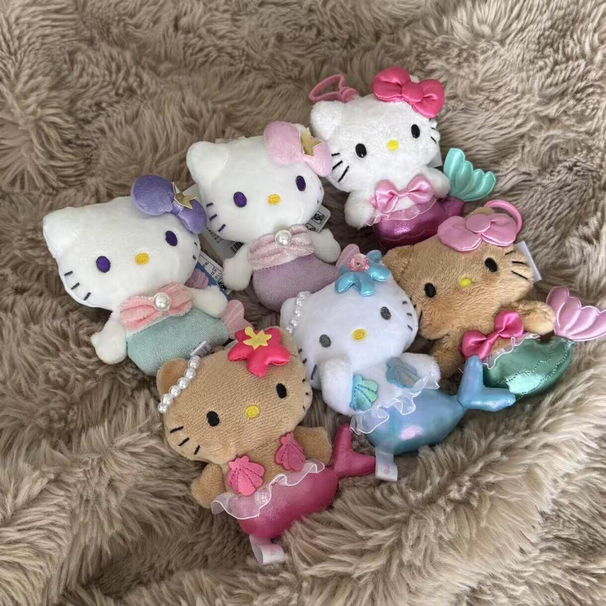 日本代购哈喽kitty KT美人鱼黑皮公仔包包挂件女书包挂饰可爱玩偶