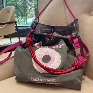 刺绣甜甜圈购物袋旅游包帆布包包女 chain高圆圆同款 日本代购 ball