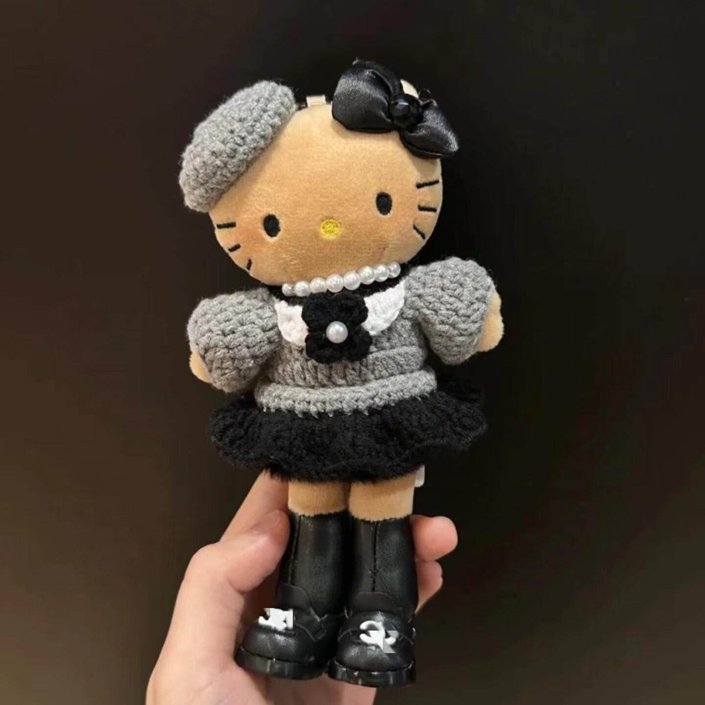 日本代购黑皮长腿哈喽kitty KT包包挂件挂饰公仔毛绒玩偶生日礼物