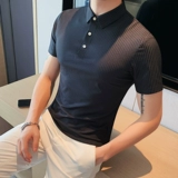 Шелковая футболка polo, летняя тонкая рубашка, эластичный элитный ростомер, облегающий крой