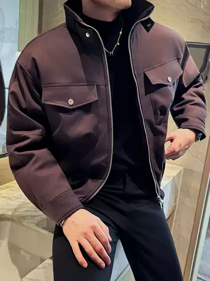 New Autumn and Winter Windproof Stand-Up Collar Thickened Cotton Jacket for Men, Loose Short Style with Multiple Pockets and Stylish Design
