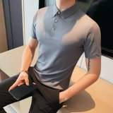 Шелковая футболка polo, летняя тонкая рубашка, эластичный элитный ростомер, облегающий крой