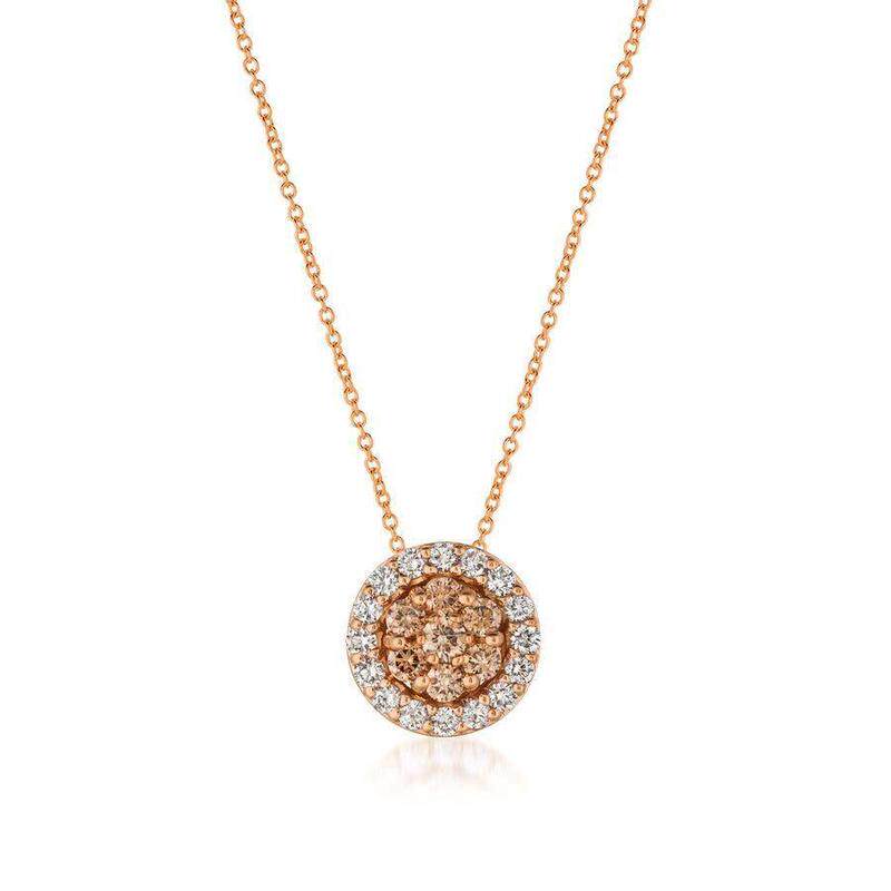 代购LE VIAN女士项链优雅精致时尚简约玫瑰金色圆形裸色钻石