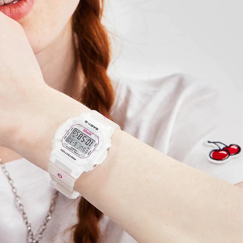 Casio Baby-G x Kirsh卡西欧联名女士防水夜光樱桃方形手表双表带