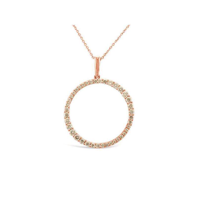 代购LE VIAN女士项链优雅时尚精致简约玫瑰金色圆形吊坠裸钻系列