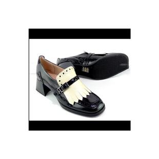 代购HISPANITAS英伦风流苏搭扣乐福鞋女真皮粗跟一脚蹬百搭女鞋