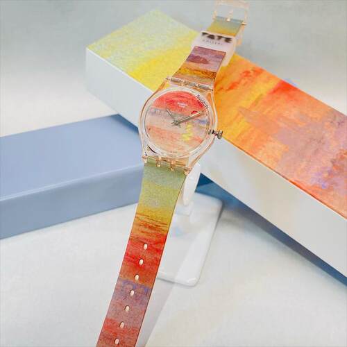 代购SWATCH X TATE GALLERY斯沃琪联名款猩红的夕阳男女手表