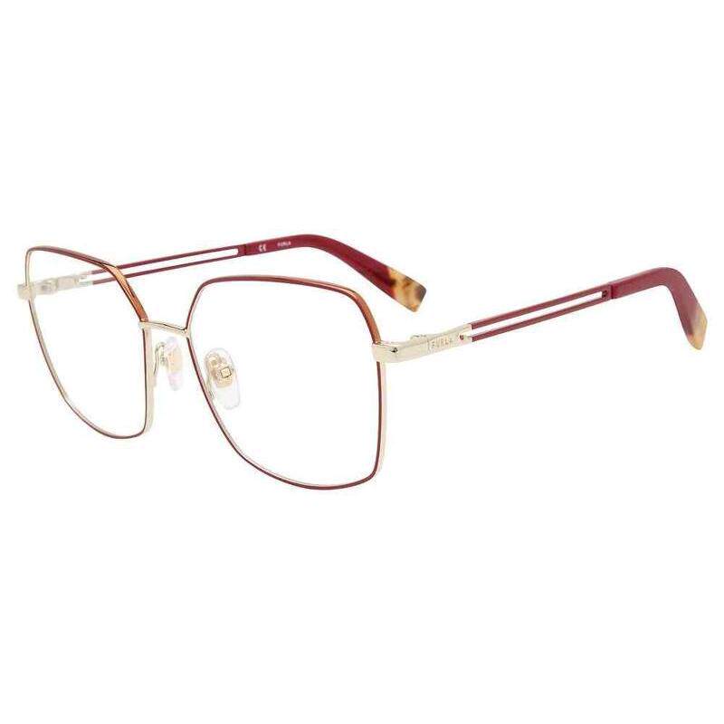 代购FURLA芙拉女士眼镜框方形金属全框红色日常佩戴通勤眼镜架