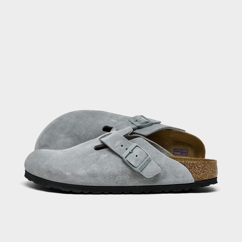 Birkenstock Boston Soft Footbed 运动拖鞋女士舒适透气支撑灰色