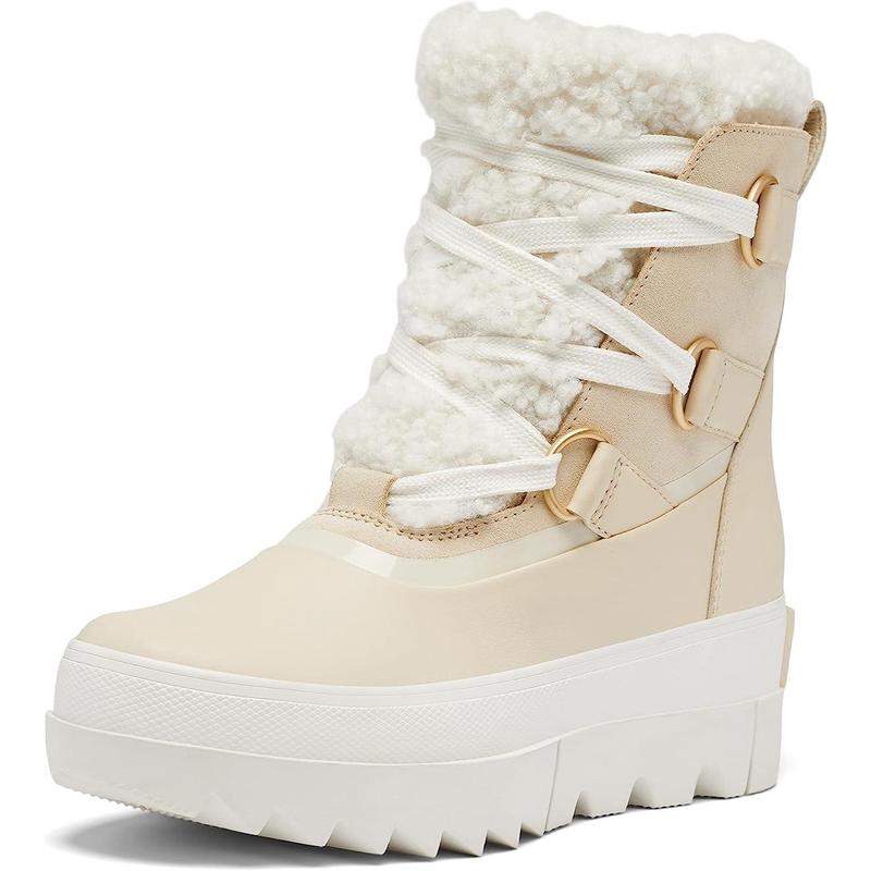 代购SOREL女士雪地靴防水保暖防滑轻便系带短筒厚底仿羊羔毛冬季