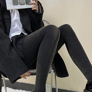 日韩个性 袜珠光防勾丝 银丝闪亮夜场银葱女春秋微透肉80D打底连裤