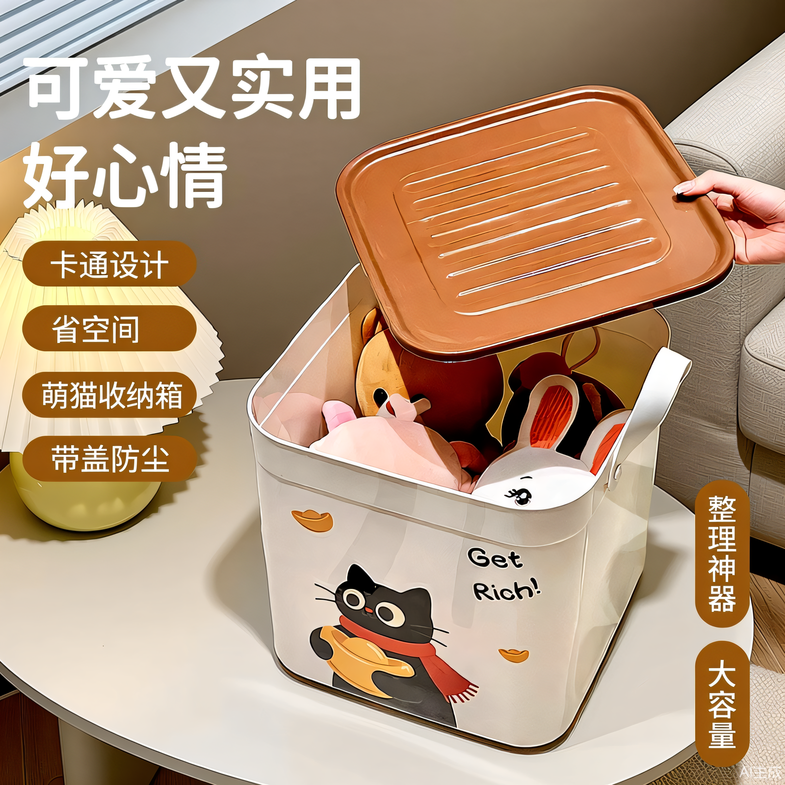 杂物收纳箱家用多功能带盖子防尘零食玩具衣物衣柜客厅桌面整理箱