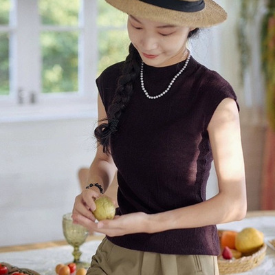 新款早秋法式简约半高领针织上衣