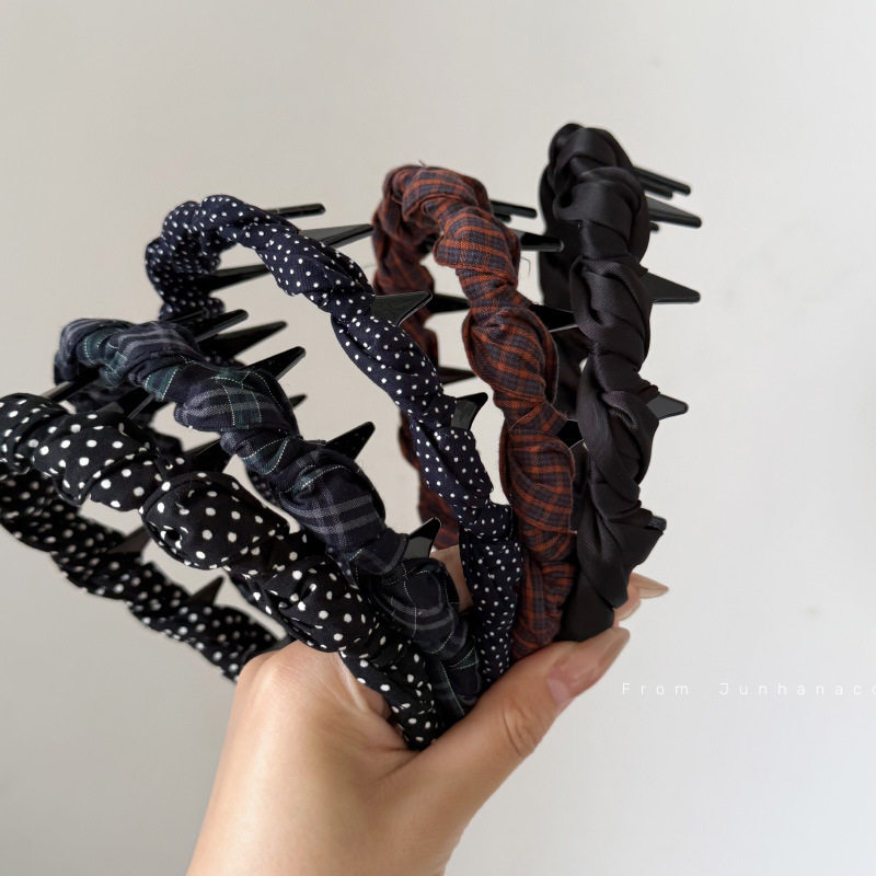 藏蓝色小波点齿梳发箍防滑压发高颅顶头箍饱满头型洗脸面膜碎发卡,饰品/流行首饰/时尚饰品新,发饰,淘宝优惠券,粉丝福利购,淘宝优惠卷