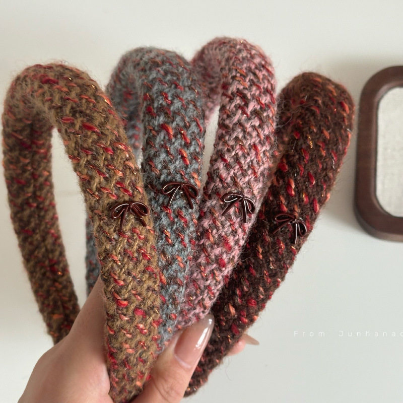 复古毛线针织发箍女韩版秋冬新款海绵头箍气质外出压发发卡