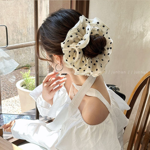 高级质感缎面木耳花边肠圈发圈波点头饰扎头发发饰头绳头花发饰