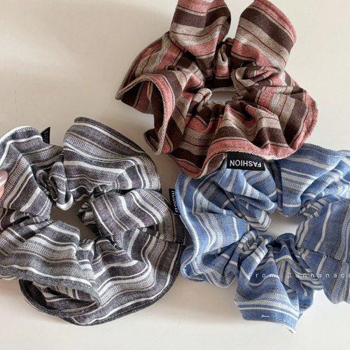 复古褪色感条纹大肠圈木耳边发圈日常百搭发饰头绳头花发饰