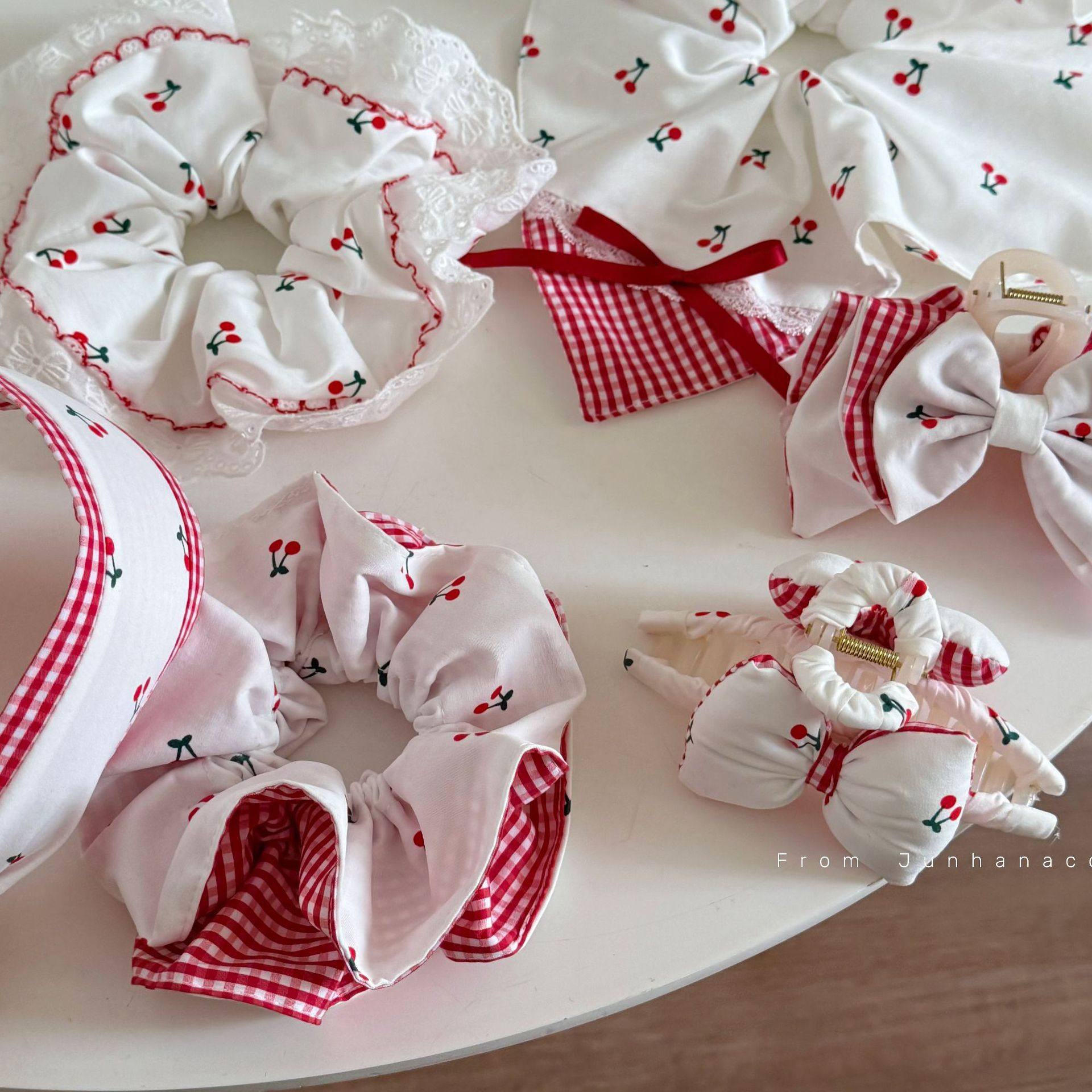 手作樱桃蕾丝大肠圈发夹抓夹甜美可爱发箍大方巾发圈低马尾扎发绳,饰品/流行首饰/时尚饰品新,发饰,淘宝优惠券,粉丝福利购,淘宝优惠卷