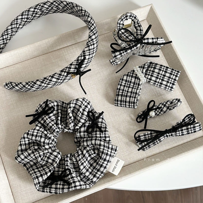 格纹少女蝴蝶结发夹珍珠发卡大肠发圈百搭外出洗脸发箍女发饰,饰品/流行首饰/时尚饰品新,发饰,淘宝优惠券,粉丝福利购,淘宝优惠卷