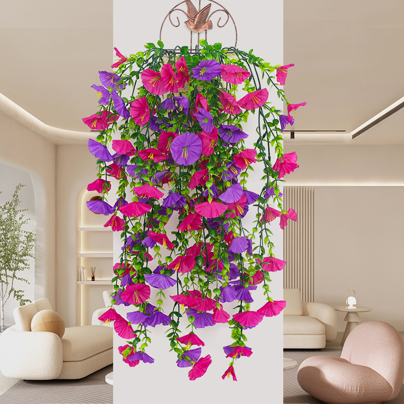 仿真牵牛花藤蔓装饰塑料壁挂假花