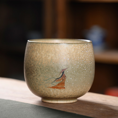 手绘复古茶渣缸功夫茶具配件