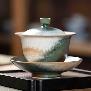 纯手工窑变盖碗陶瓷敬茶杯功夫茶具茶碗三才泡茶器家用中式大容量