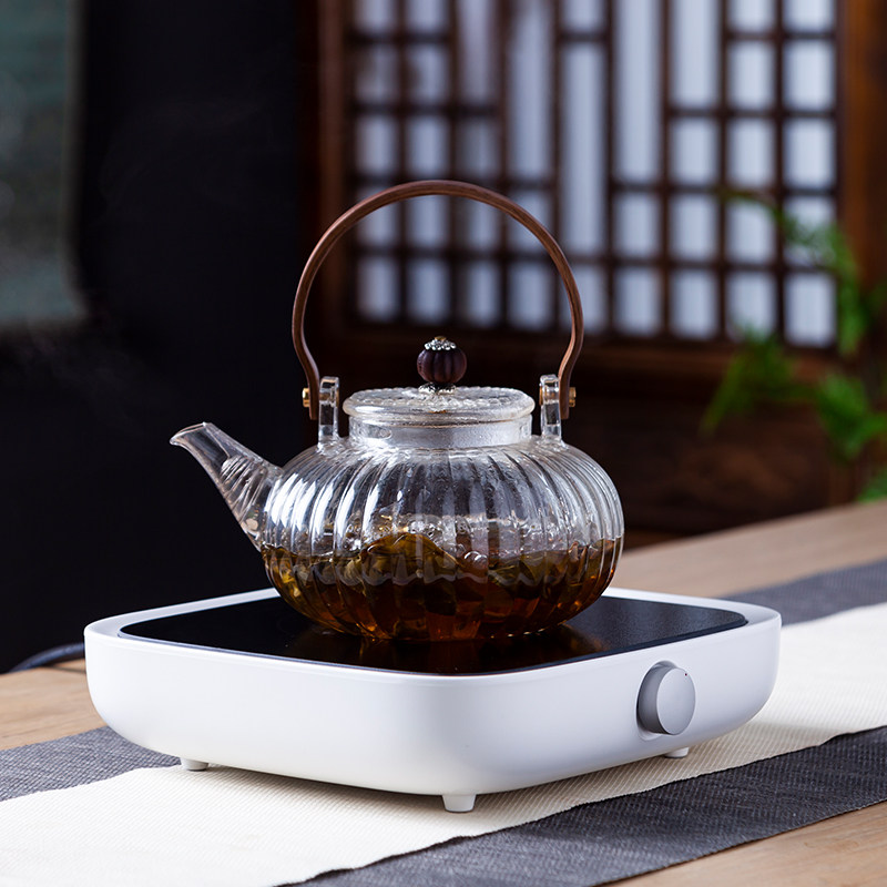 尚观堂耐热玻璃煮茶器花茶蒸茶器烧水壶黑茶电陶炉茶炉大号提梁壶
