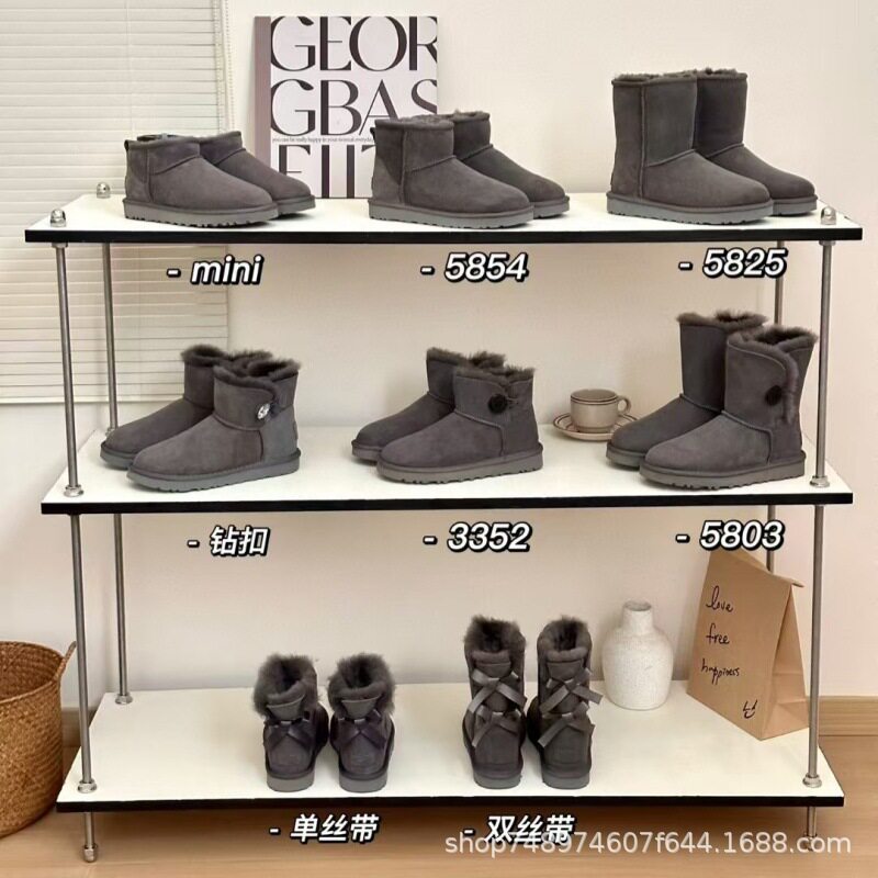 河南桑坡村雪地靴鞋女士皮毛一体平底基础经典百搭保暖加厚棉鞋