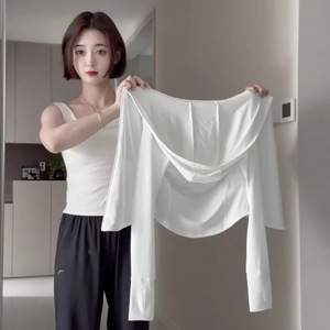 蓝色修身冰丝立领防晒衣女夏2026新款健身运动上衣瑜伽服透气外套