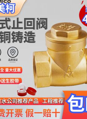 埃美柯卧式止回阀429黄铜单向逆止阀DN15 20 25 32 50 4分6分1寸