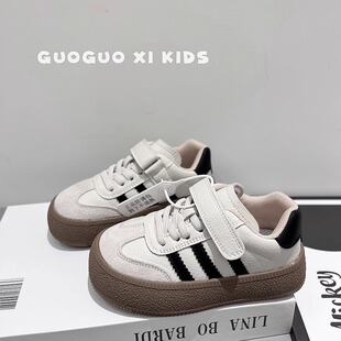 软底休闲儿童板鞋 儿童皮面运动鞋 女童小白鞋 春秋季 真皮 2024年新款