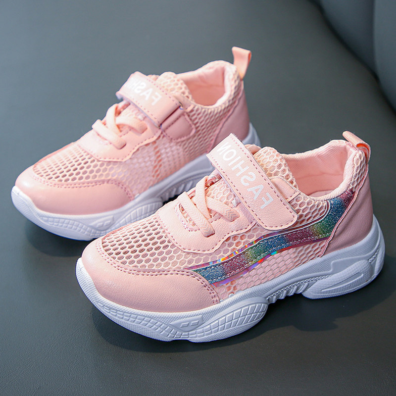 女童鞋小白鞋夏季新款儿童运动鞋网面透气镂空小女孩鞋子大童网鞋