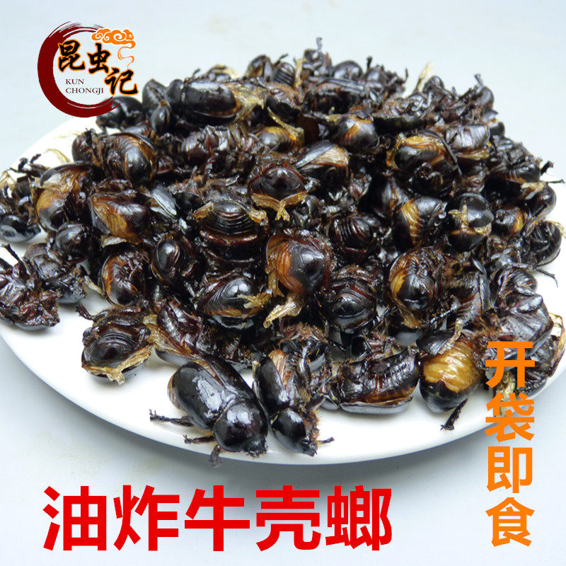 油炸牛壳螂开袋即食美味食用昆虫记油克朗黑色大金龟子高蛋白美食