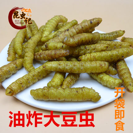 油炸大豆虫 豆青虫豆丹昆虫宴记 开袋即食高蛋白炸虫子