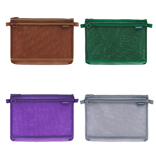 NATAMI奈多美大容量透明网纱笔袋大开口拉链式双层收纳袋学生用考试文件袋初中生书本作业试卷收纳简约文具袋