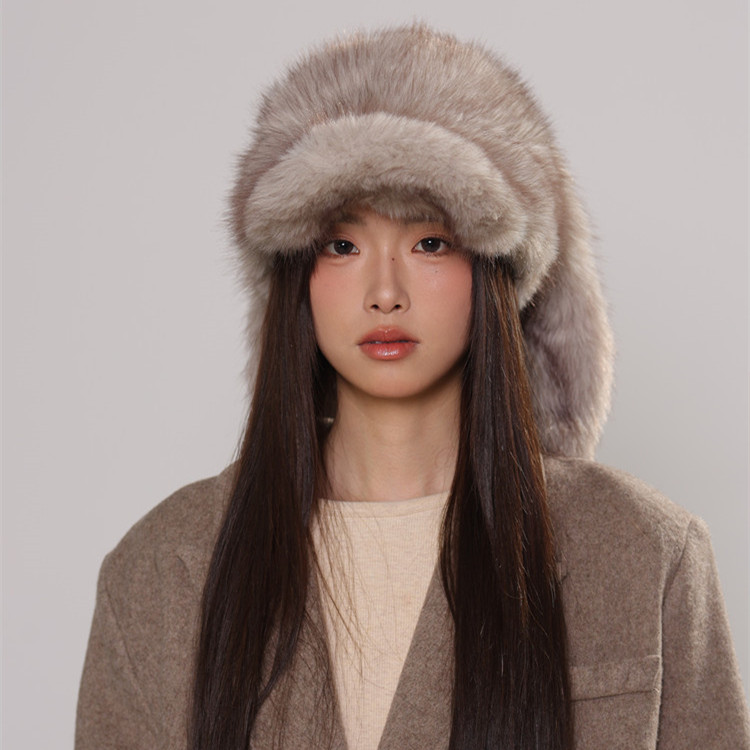 高品质毛感超蓬松兔耳朵棒球帽女