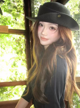 翻边设计感复古黑色羊毛礼帽女秋冬法式富家千金赫本渔夫帽显脸小