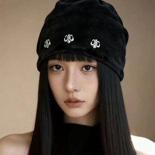 朋克废土风牛仔布水洗做旧破洞冷帽女酷秋冬辣妹千禧包头帽男生潮