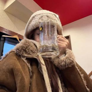 高货小香风羊羔毛护耳帽女秋冬氛围感保暖显脸小雷锋帽滑雪飞行帽