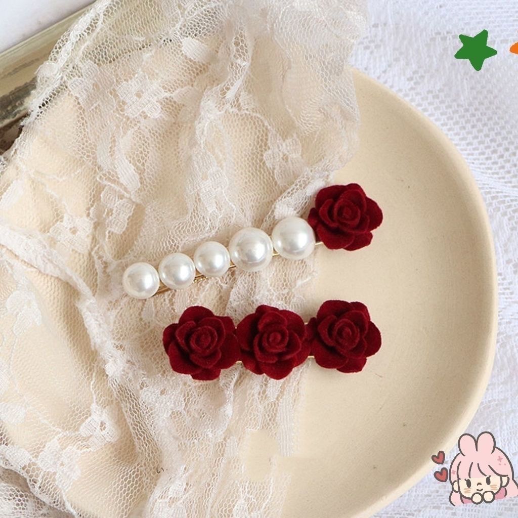 超仙植绒可爱珍珠发夹侧边