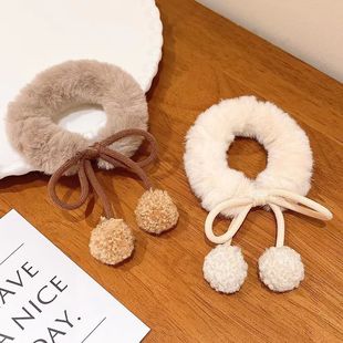 可爱秋冬毛绒球球头绳蝴蝶结发圈少女超甜双马尾绑发绳橡皮筋头饰