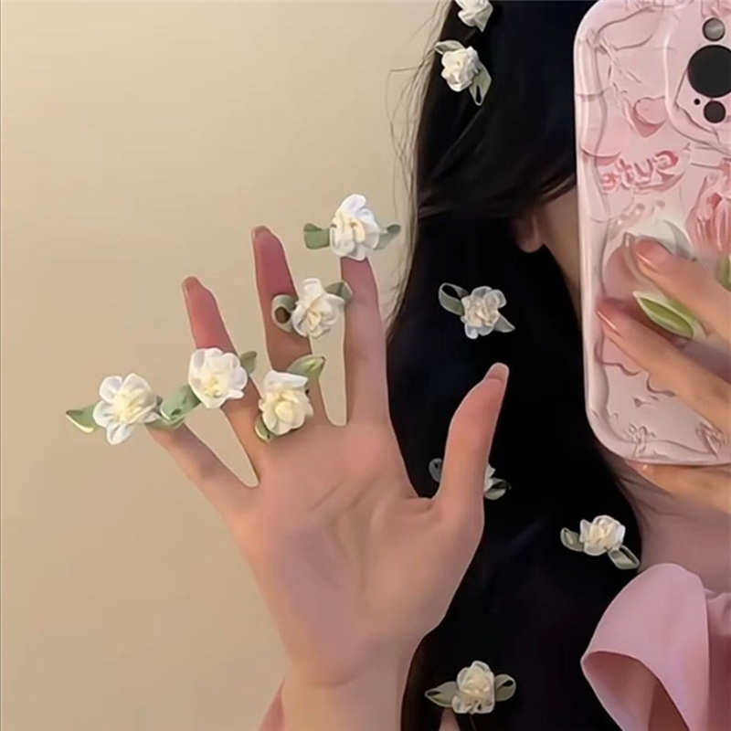 甜美奶白超仙茉莉花发夹女