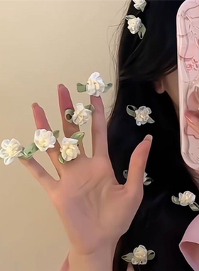 甜美奶白超仙茉莉花发夹女