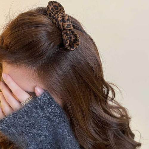 豹纹蝴蝶结发卡倒插梳女2025新款高级感碎发整理神器公主头刘海夹