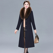 冬加厚气质洋气大码 毛领羊绒大衣女中长款 中年妈妈装 羊毛呢子外套
