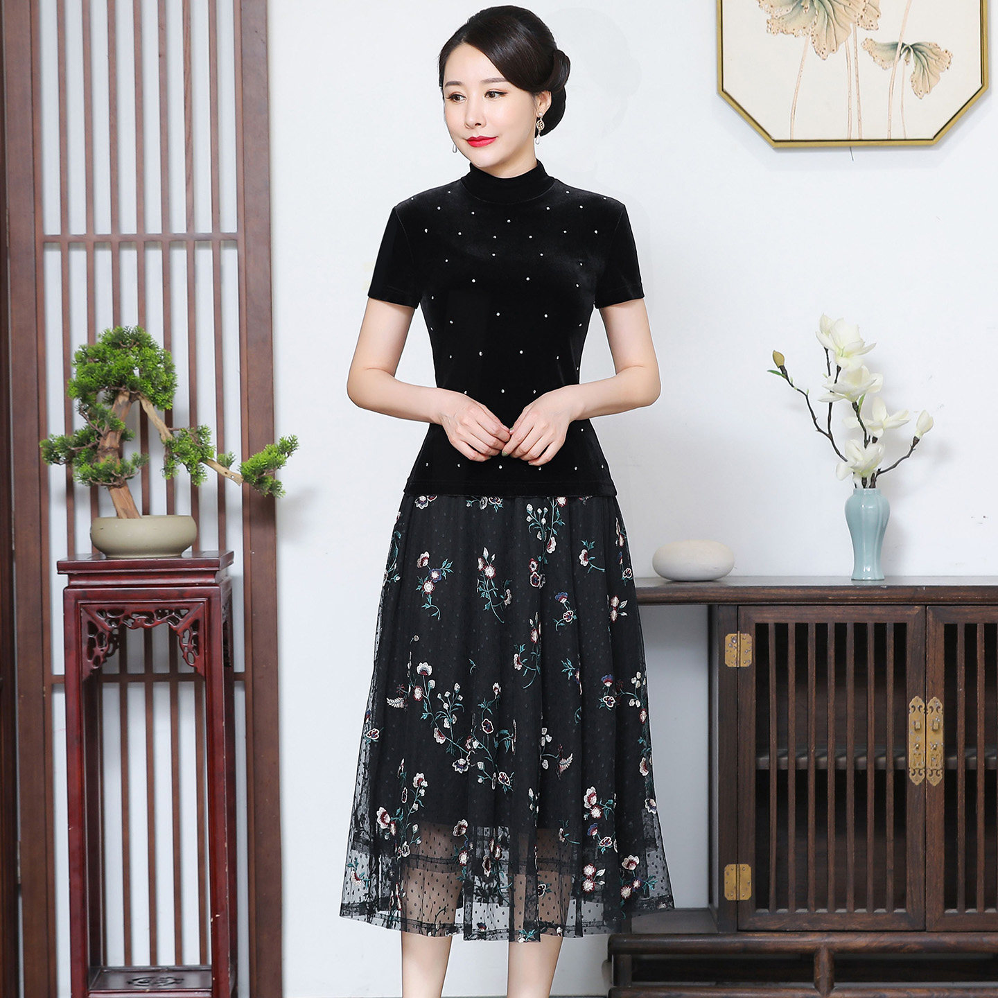 2026新款夏季减龄碎花套装连衣裙