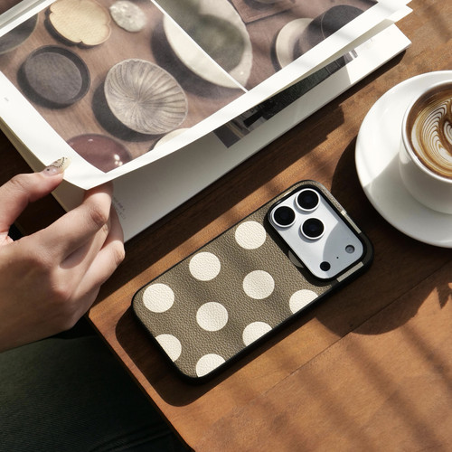 里面LM波点手机壳真皮定制质感